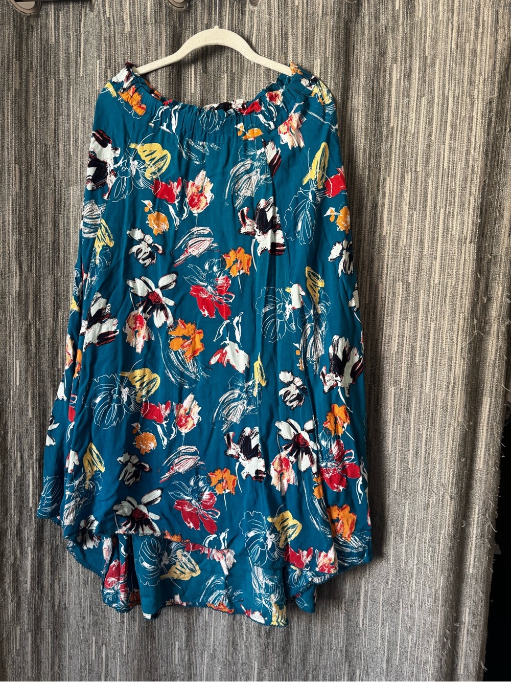 Melrose and Market Teal High-Low Floral Skirt